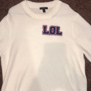 J crew white lol sweater